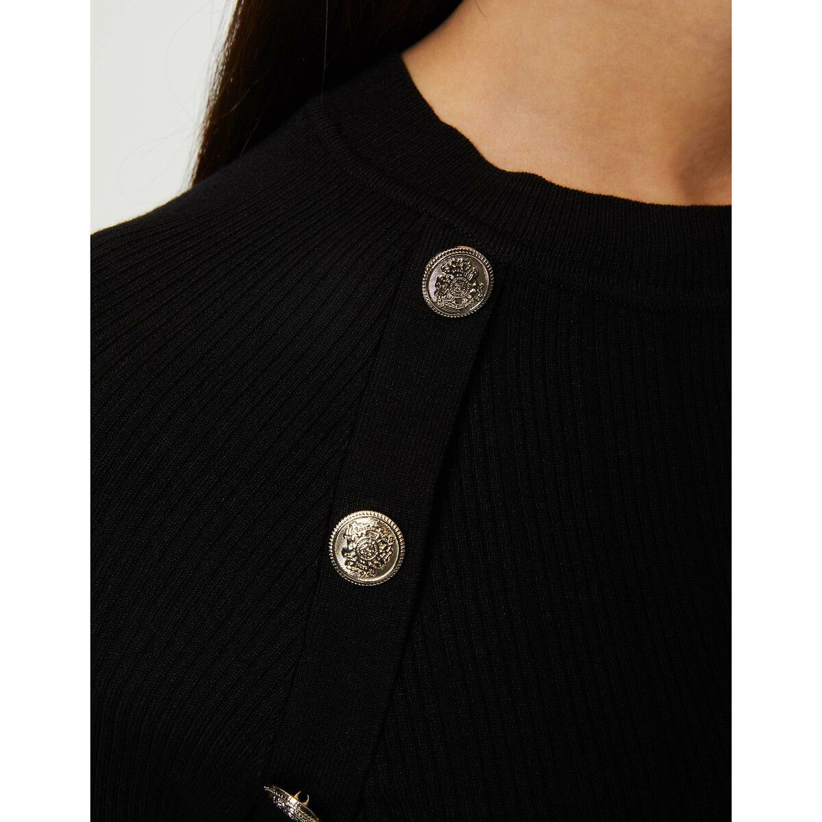 MORGAN<br>Vestido de malha fina, gola redonda