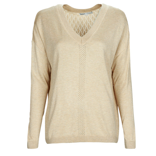 Only - ONLABELLA L/S GLITTER V-NECK CS KNT - Beige