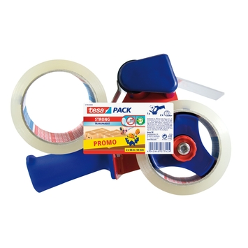 Tesa verpakkingstape 2 rollen met afroller 50 mm x 66 m