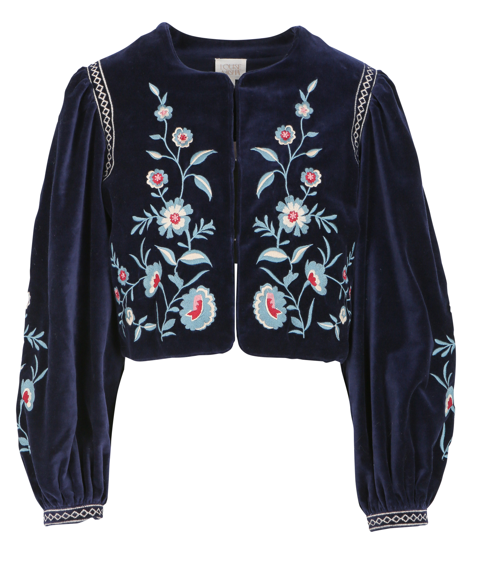 DURAS - Veste col rond en velours | Bleu