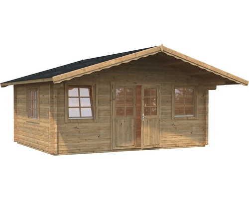 Palmako Helena tuinhuis, 18,6 m², inclusief vloer en overkapping, 608 x 554 cm, gegrond bruin