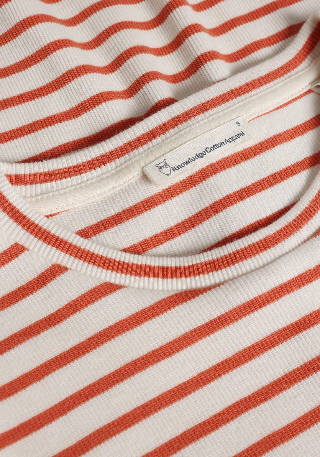 Knowledge Cotton Apparel Rib T-Shirt Striped Red Stripe