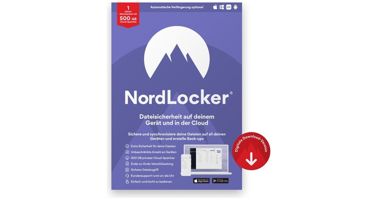 NordVPNNordLocker software  (Abonnementslicentie (1 jaar), 500 GB opslagruimte)
