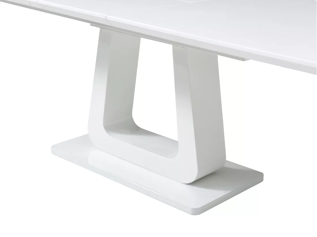 Table à manger extensible 6 à 8 personnes en MDF - Blanc laqué - LAZINEO
