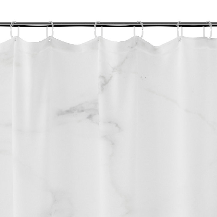 Rideau de douche GoodHome Elland L.200 x H.180 cm coloris marbre en lin et polyester