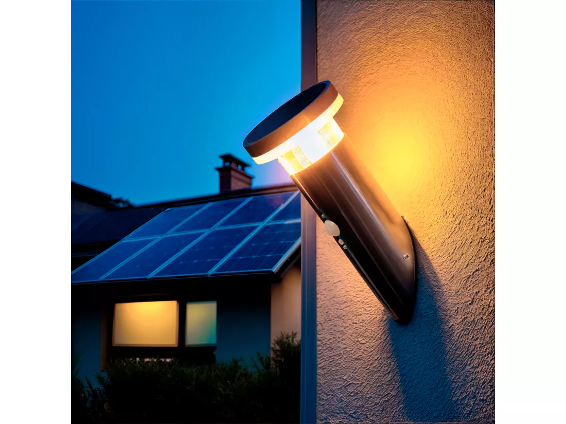 Applique Murale Solaire LED 1,5W Aluminium avec Détecteur de Mouvement Argent