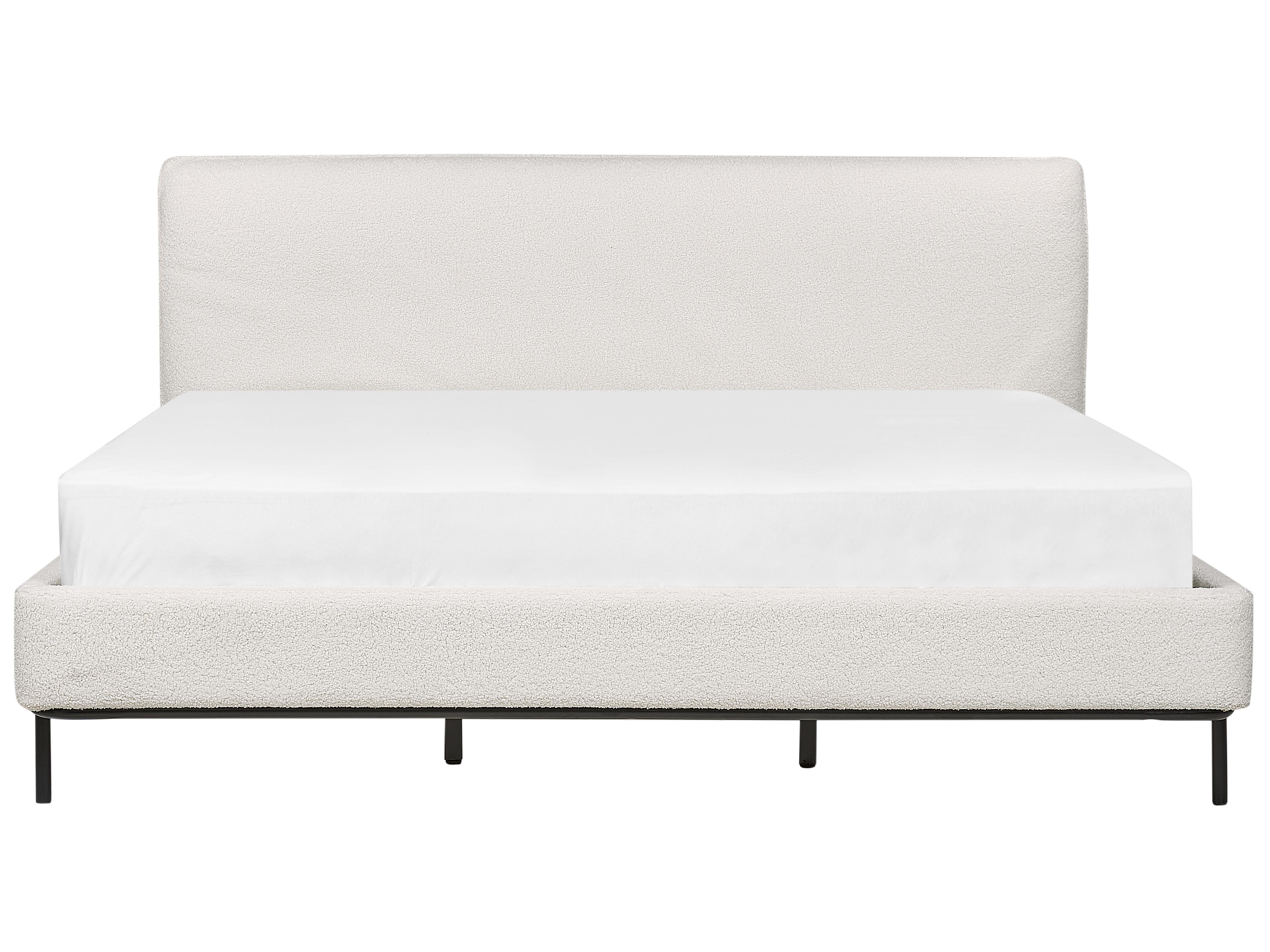 Bed Bouclé CORIO 180 x 200 cm Gebroken wit