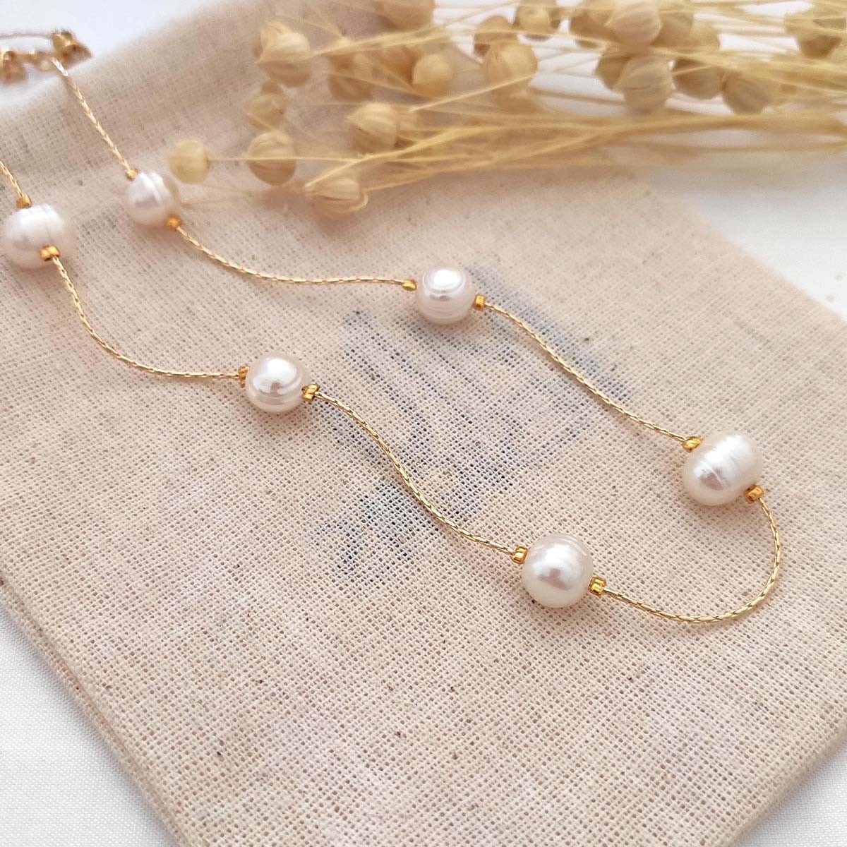 Collier de perles - Laiton plaqué or