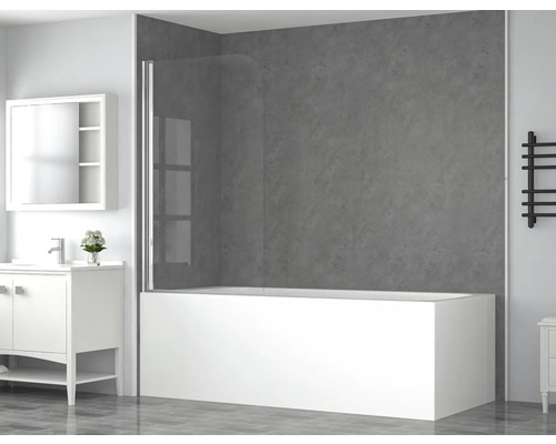 form&style badwand, 1-delig, BAFIA, 75 x 140 cm, helder glas, chroom profiel