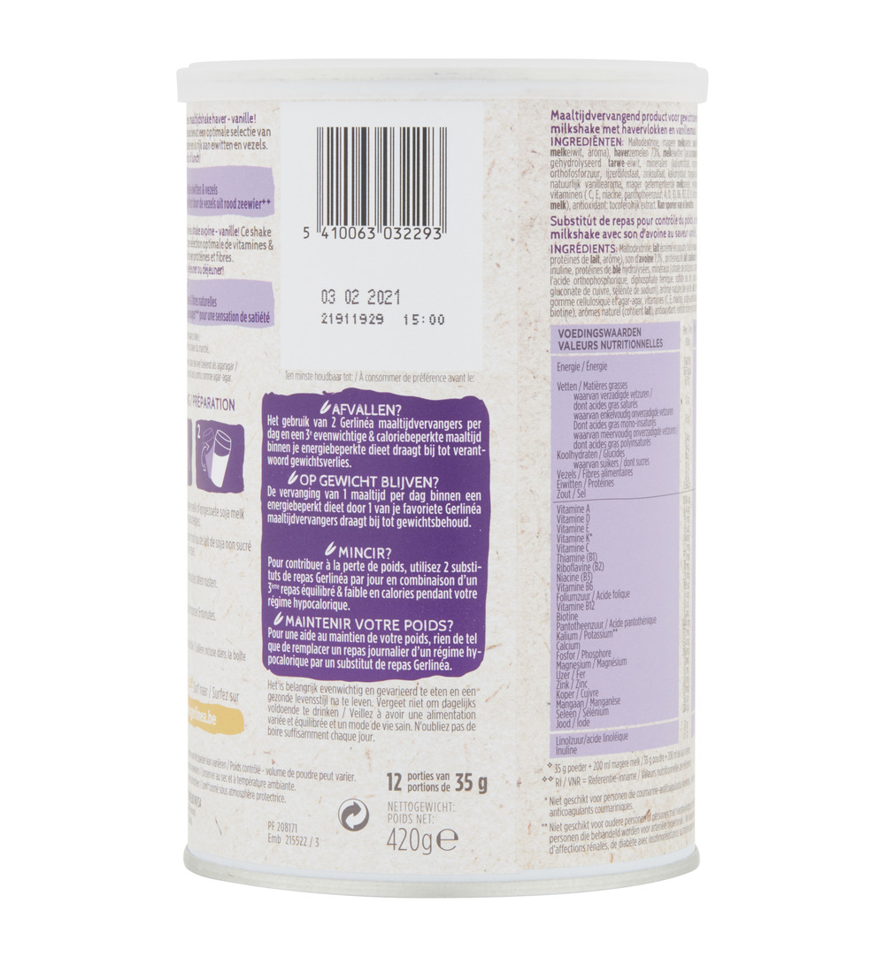 Gerlinéa Havershake vanille (420 gr)