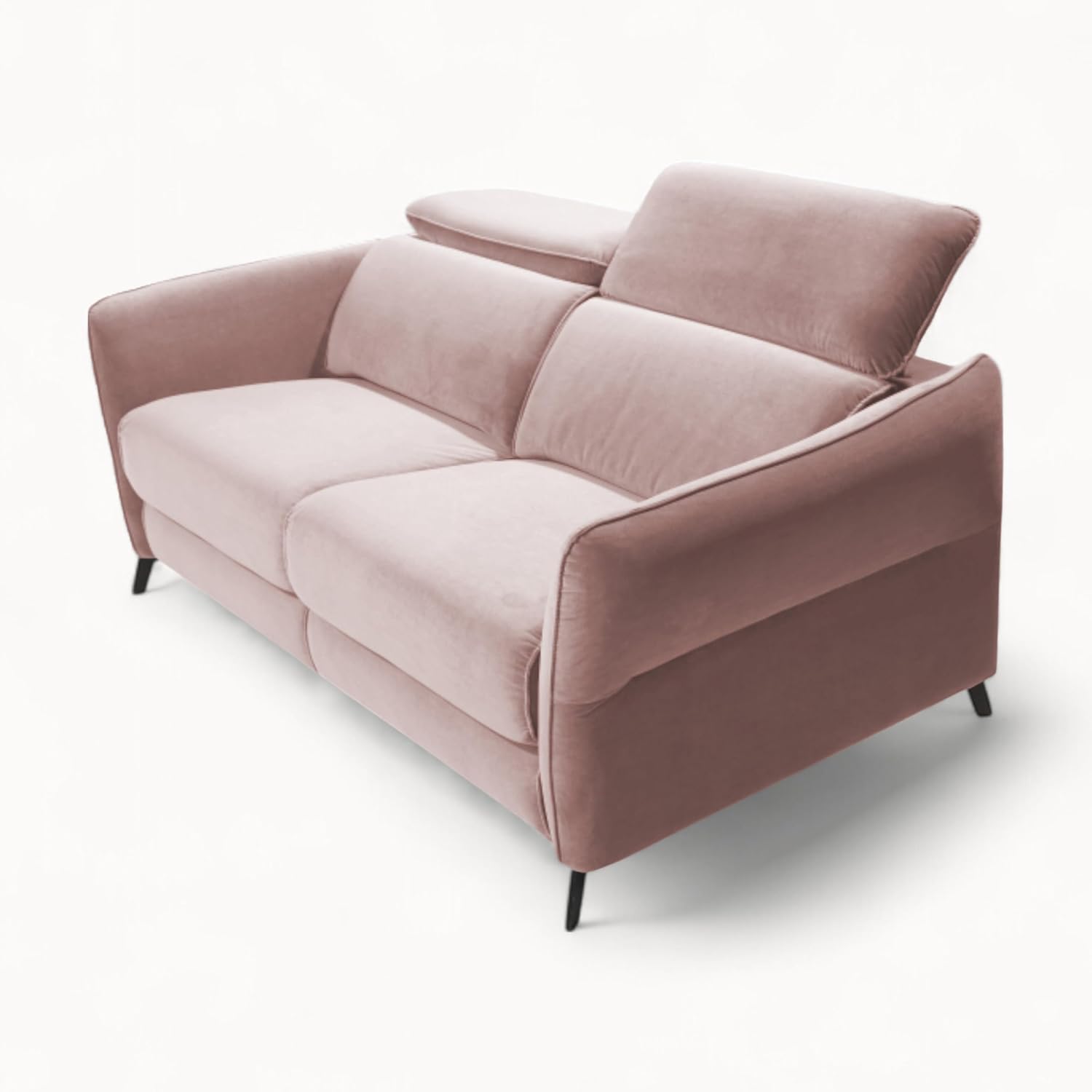 FENIKS Sofa 2 Sitzer - 2er Couch - 176 x 102 x 97 cm - mit elektrischer Relaxfunktion - verstellbar - Samt Stoff Velvet - wasserabweisend - Arona Rosa