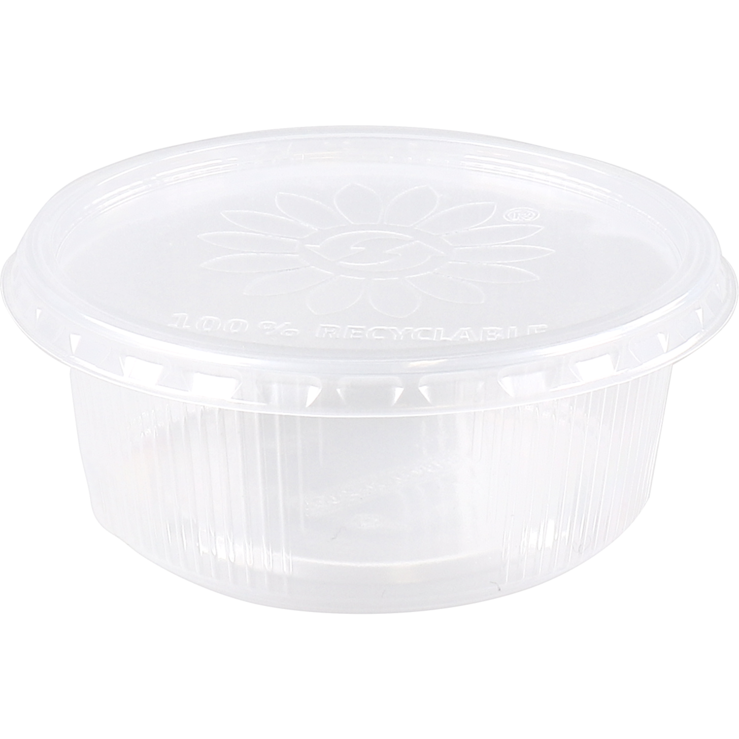 Bak, PP, 200ml, Ø101mm, incl. deksel, rippelcup, transparant
