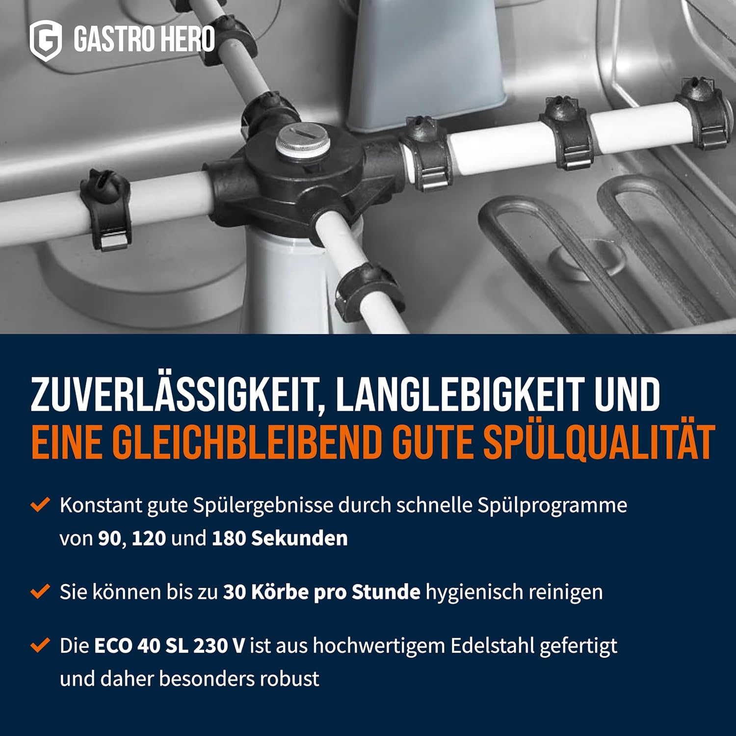 ECOLINE-GSM40SL Gläserspülmaschine I Spülmaschine mit Laugenpumpe, Reiniger- und Klarspüldosierer I Korbmaß 40 cm I Geschirrspüler Gastronomie