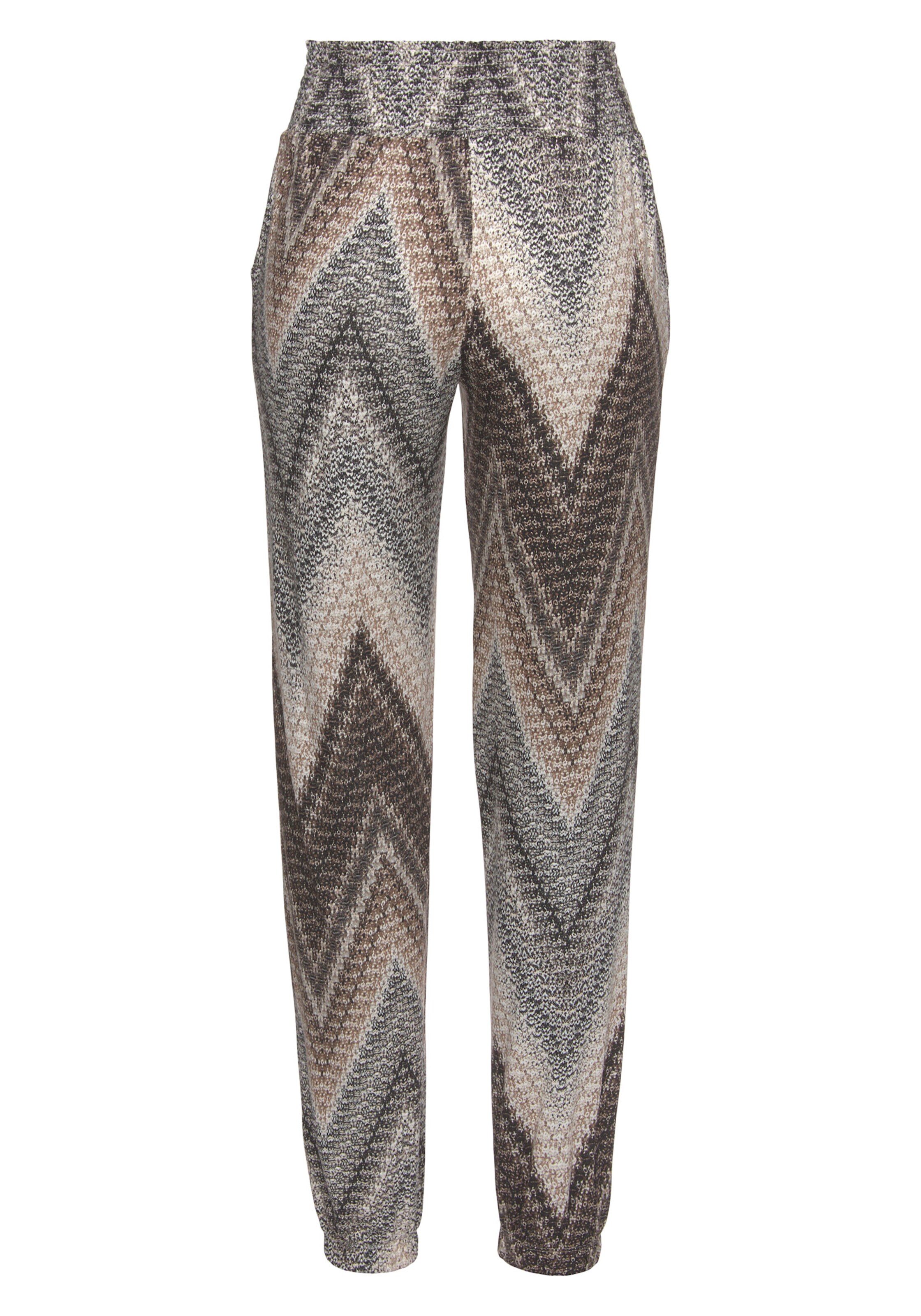LASCANA Jerseyhose in schwarz-braun-creme bedruckt