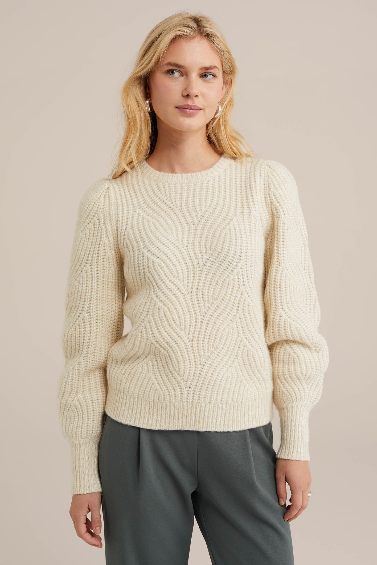 wolmix trui met structuur WE Fashion Wit