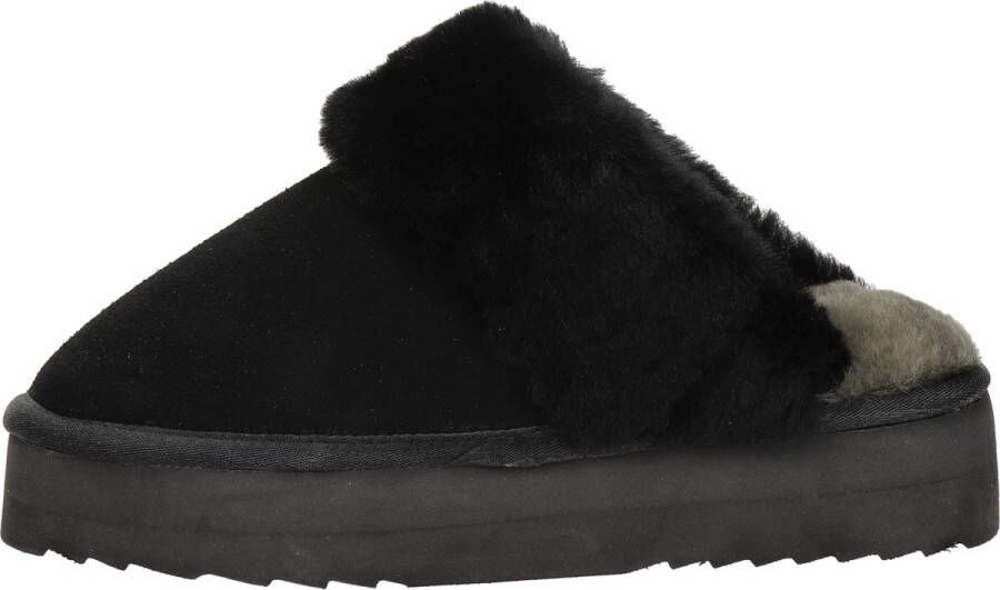 Warmbat Flurry Suede Plateau Dames Sloffen Zwart Zwart