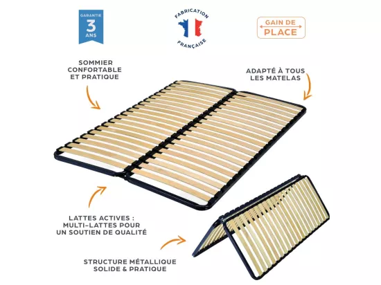 Sommier pliable 2x20 lattes 2x80x200