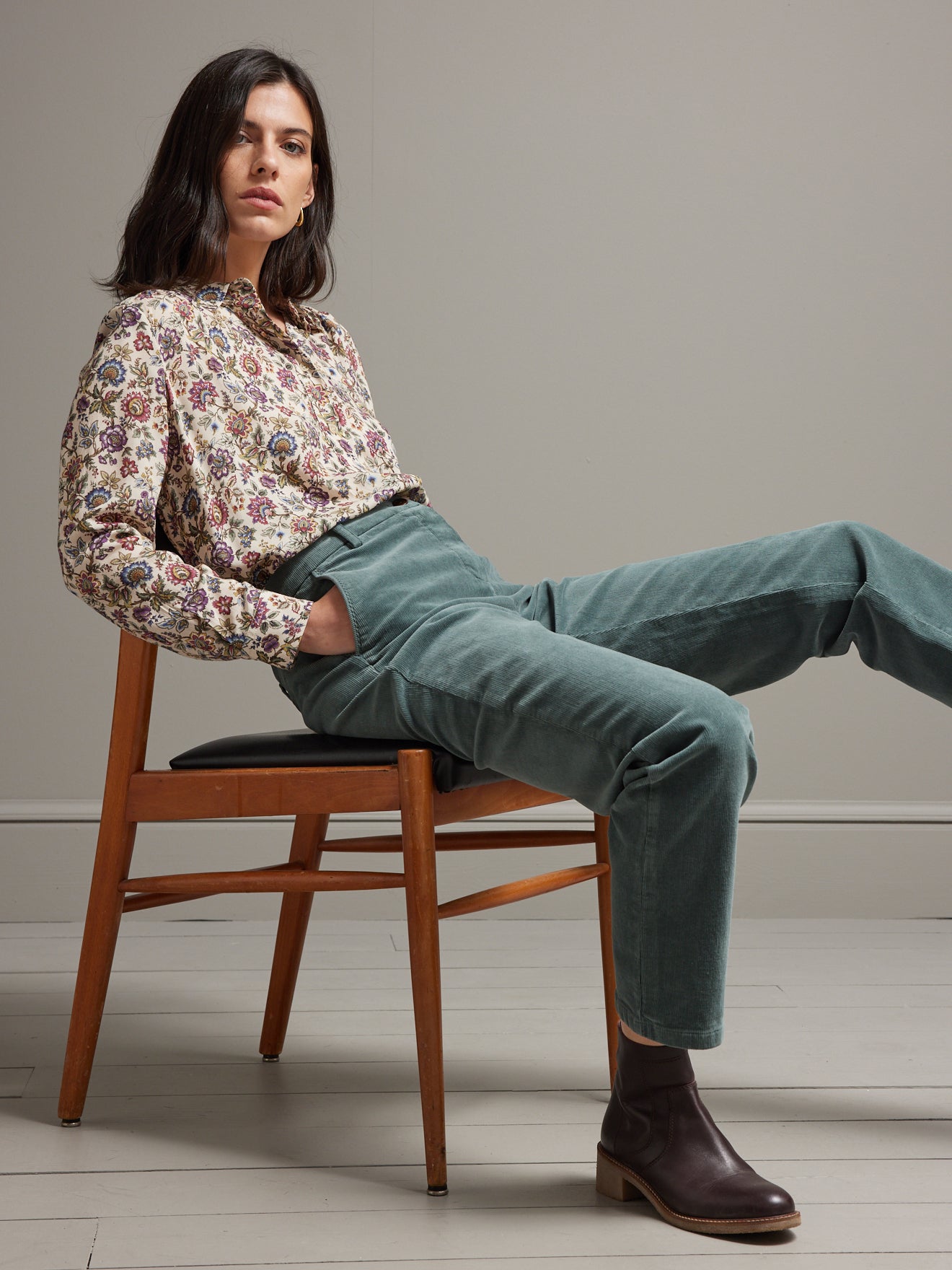 Pantalon chino velours milleraies femme Jade
