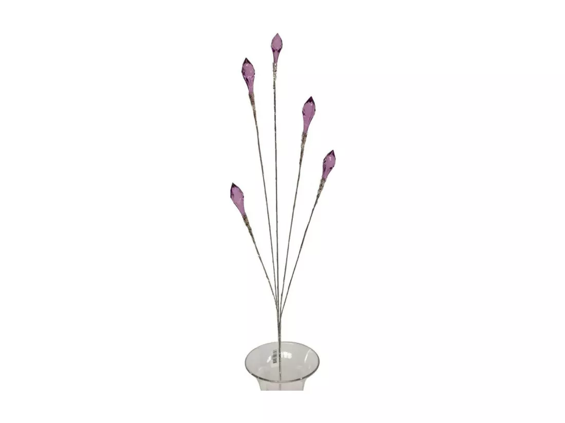 Branche de Fleurs «Cristal» en verre violet 90 cm