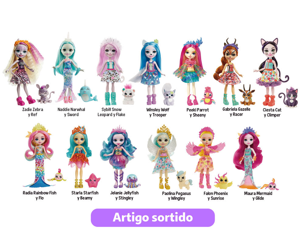 BONECA E AMIGO ENCHANTIMALS MODELOS SORTIDOS