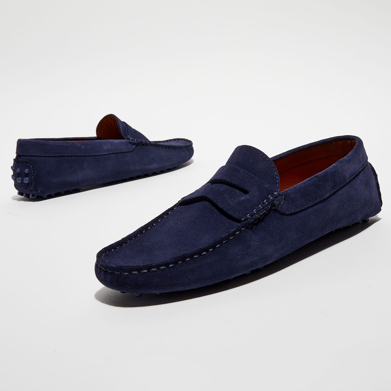Loafers Mocassins en Velours de Cuir Martin bleu marine