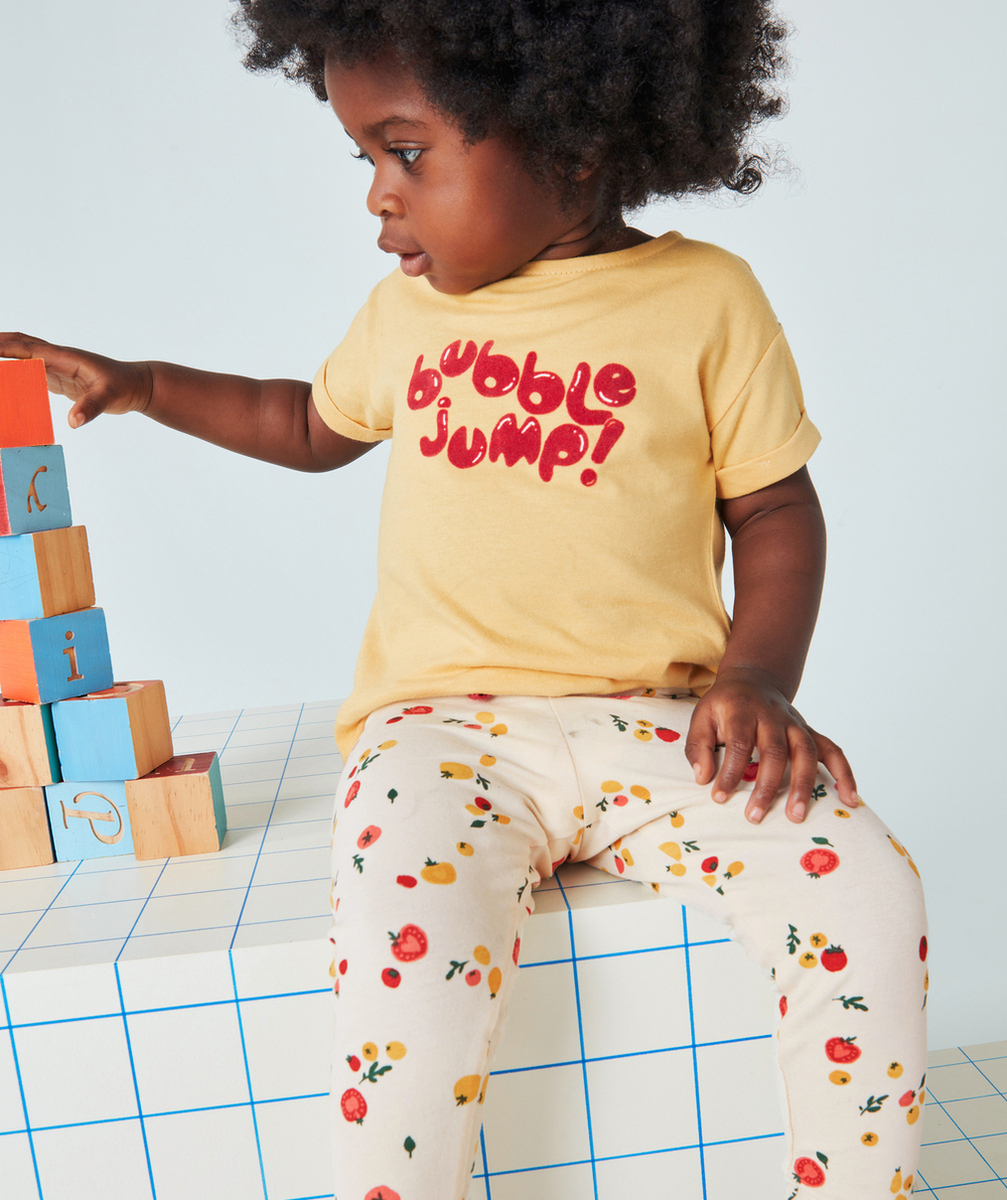 LEGGING BÉBÉ FILLE EN COTON BIO ÉCRU IMPRIMÉ TOMATES