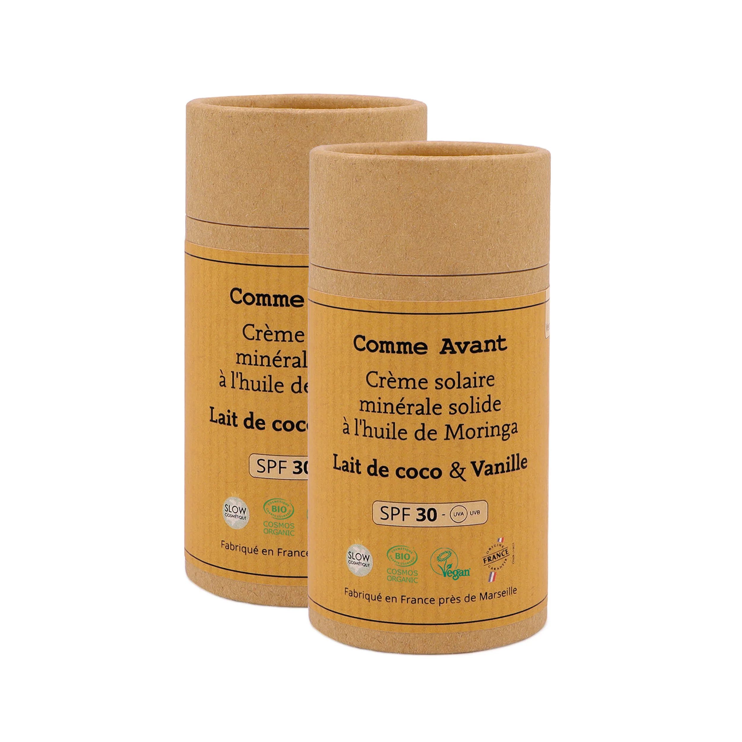 Crème solaire SPF30 minérale solide à l'huile de moringa - Version 3 - 1 crème solaire - 80g / Brut sans parfum