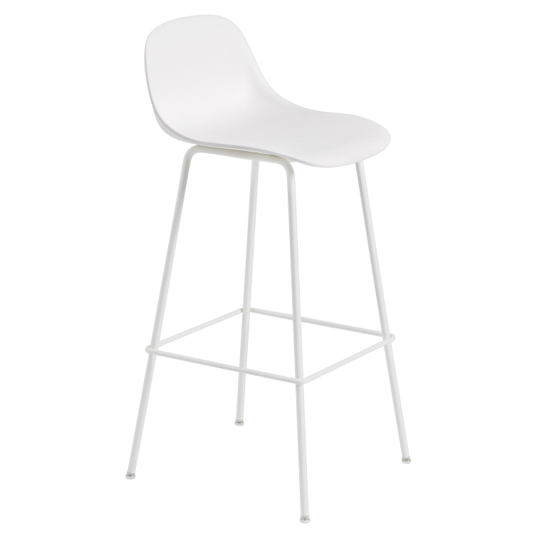 Muuto Fiber Backrest Tube barkruk 75cm wit