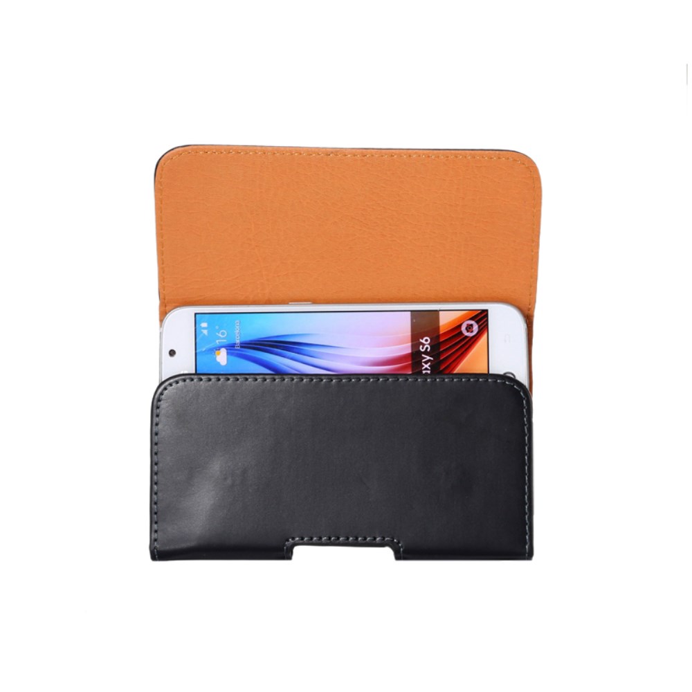 Universal Smartphone Leder Tasche mit Gürtelclip - Schwarz
