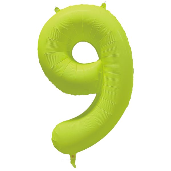 9 Jaar Cijfer Ballon Neon Geel Leeg 86cm