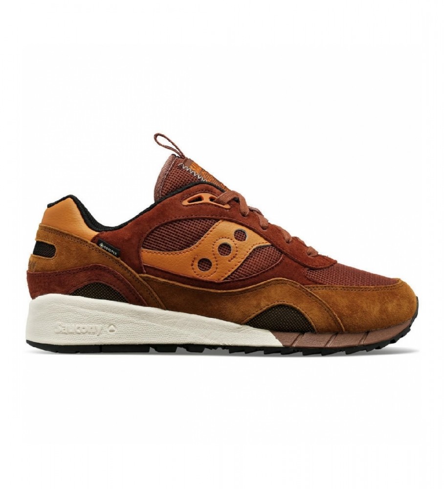 Tênis Saucony Shadow 6000 em couro marrom