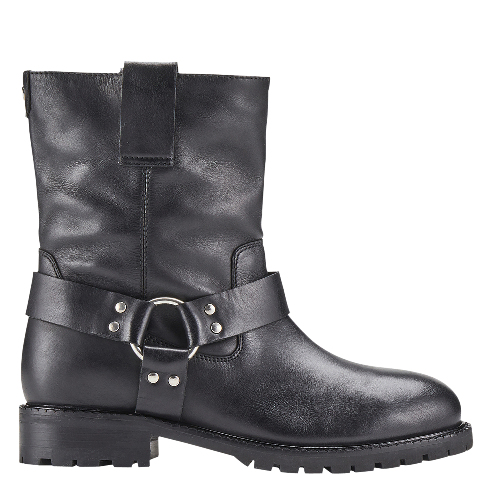 DARINE - Bottines plates à brides en cuir | Noir
