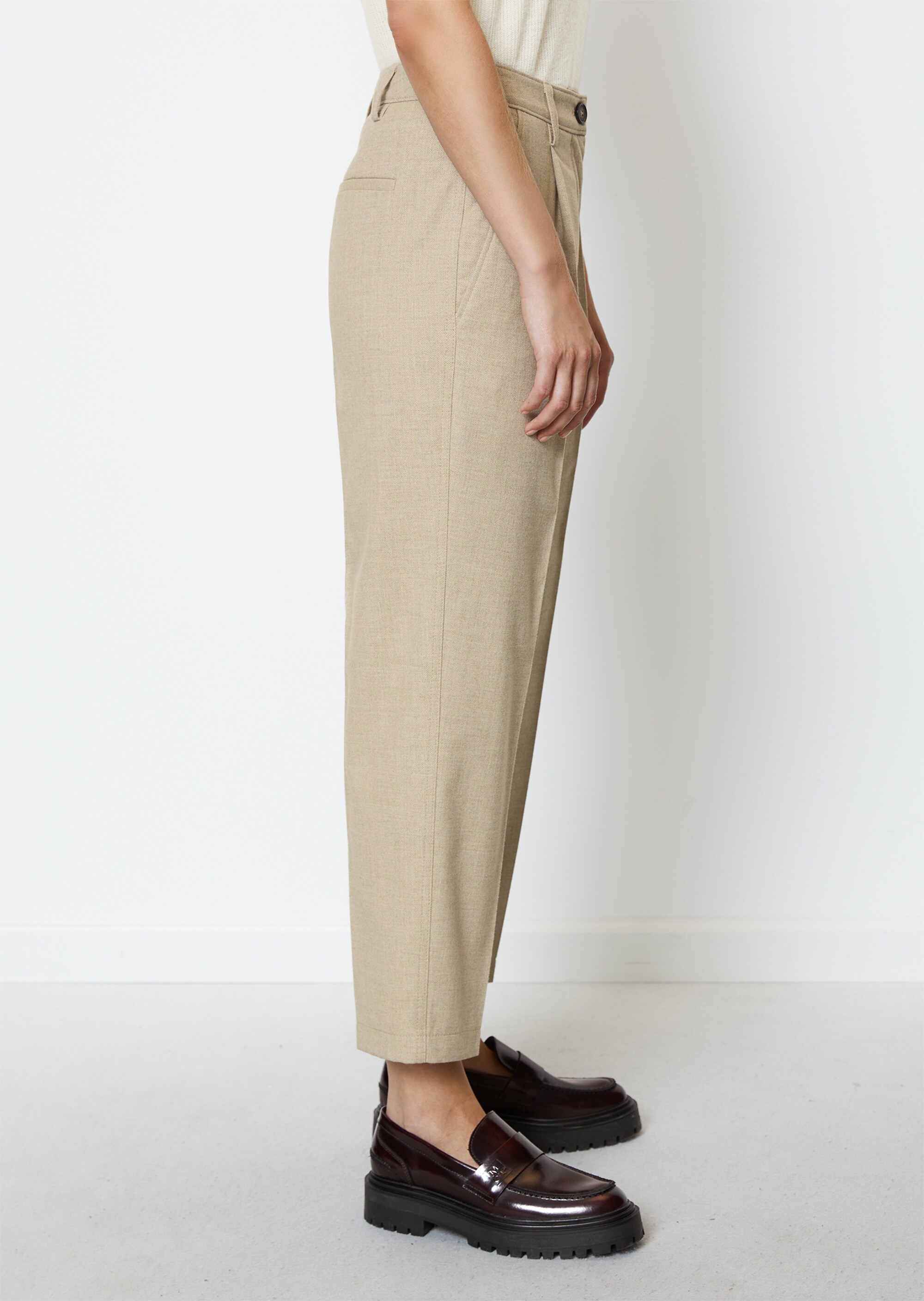 Feingemusterte Flanell-Chino tapered mit reycelten Materialien