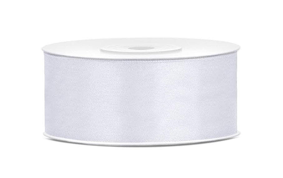 Satinband 2.5 cm x 25 m, WeissBand für Geschenke oder für die Dekoration auf Festen und Hochzeiten