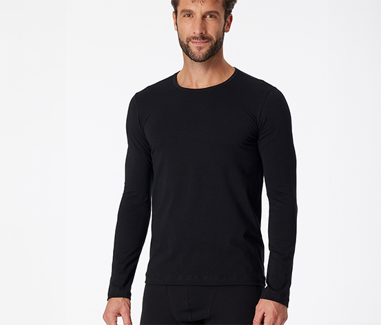 SCHIESSER Langarmshirt mit Bio-Baumwolle, schwarz