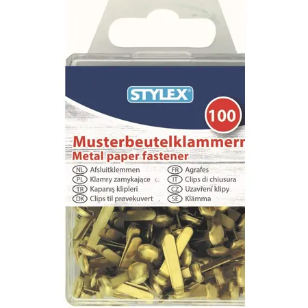 Stylex Rundkopfklammern / Musterbeutelklammern gold 100 Stück