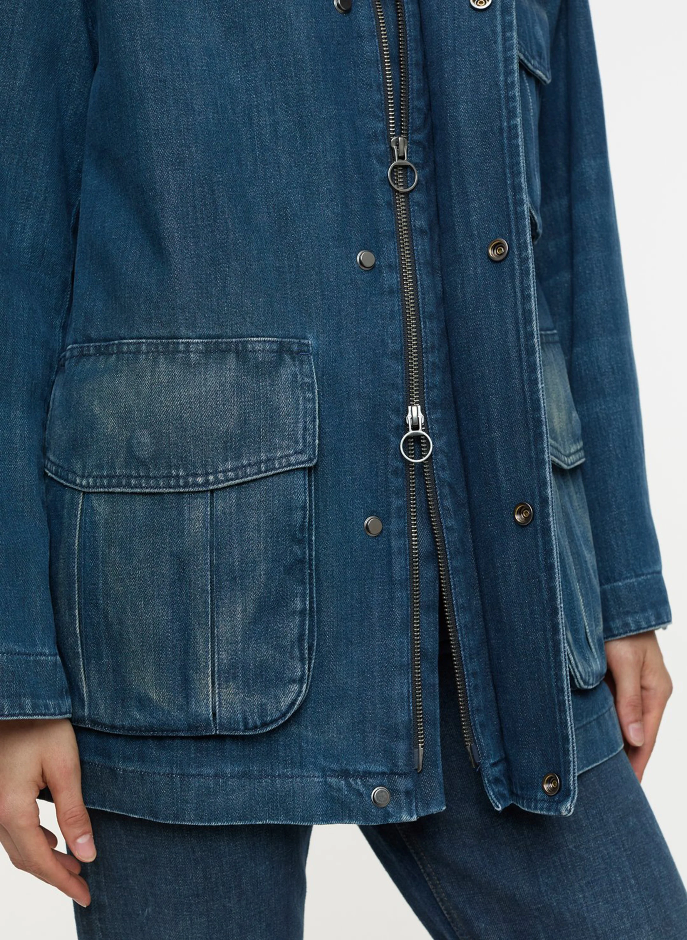 Veste ample denim en coton| Bleu