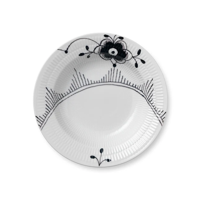Royal Copenhagen  Sort Mega riflet dyb tallerken - 21 cm.