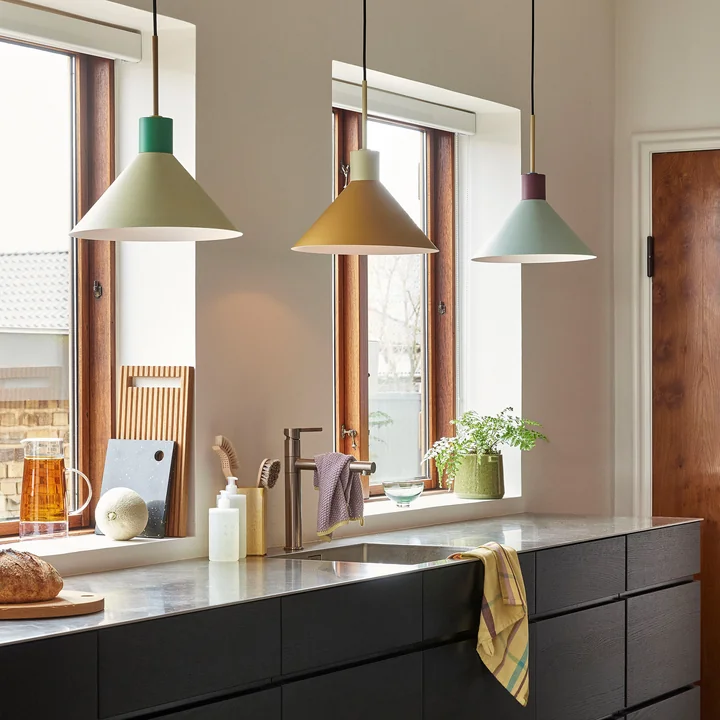 Hübsch Interior - Metall Pendelleuchte, minze / burgund