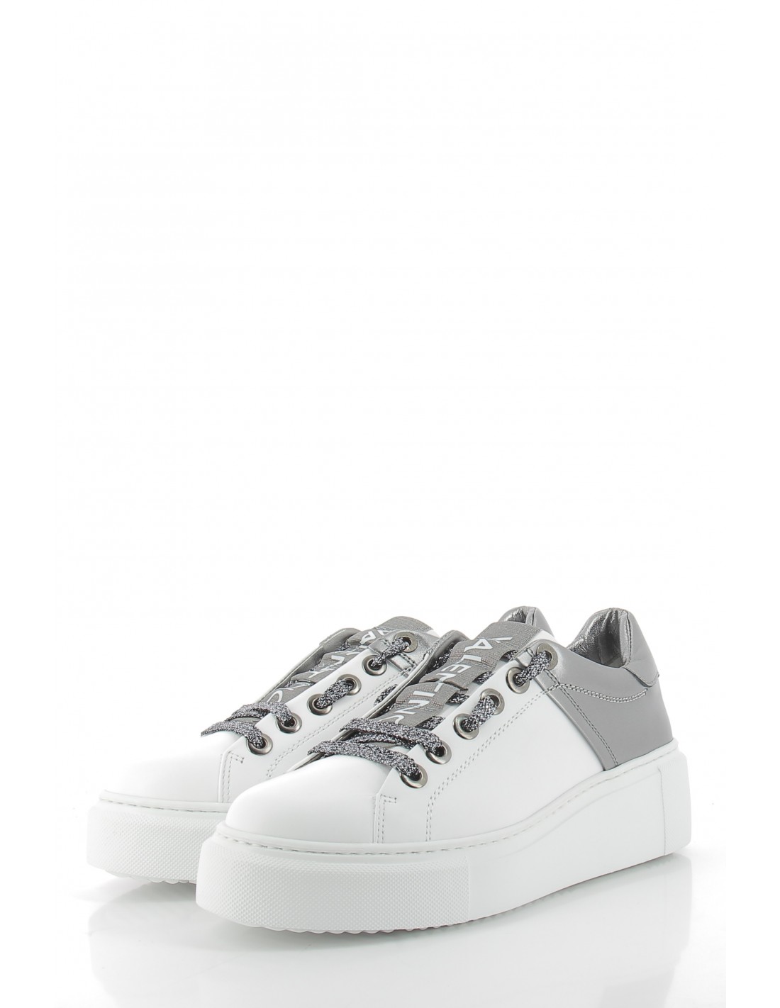 valentino Baskets compensées femme baraga summer cuir blanc/argent