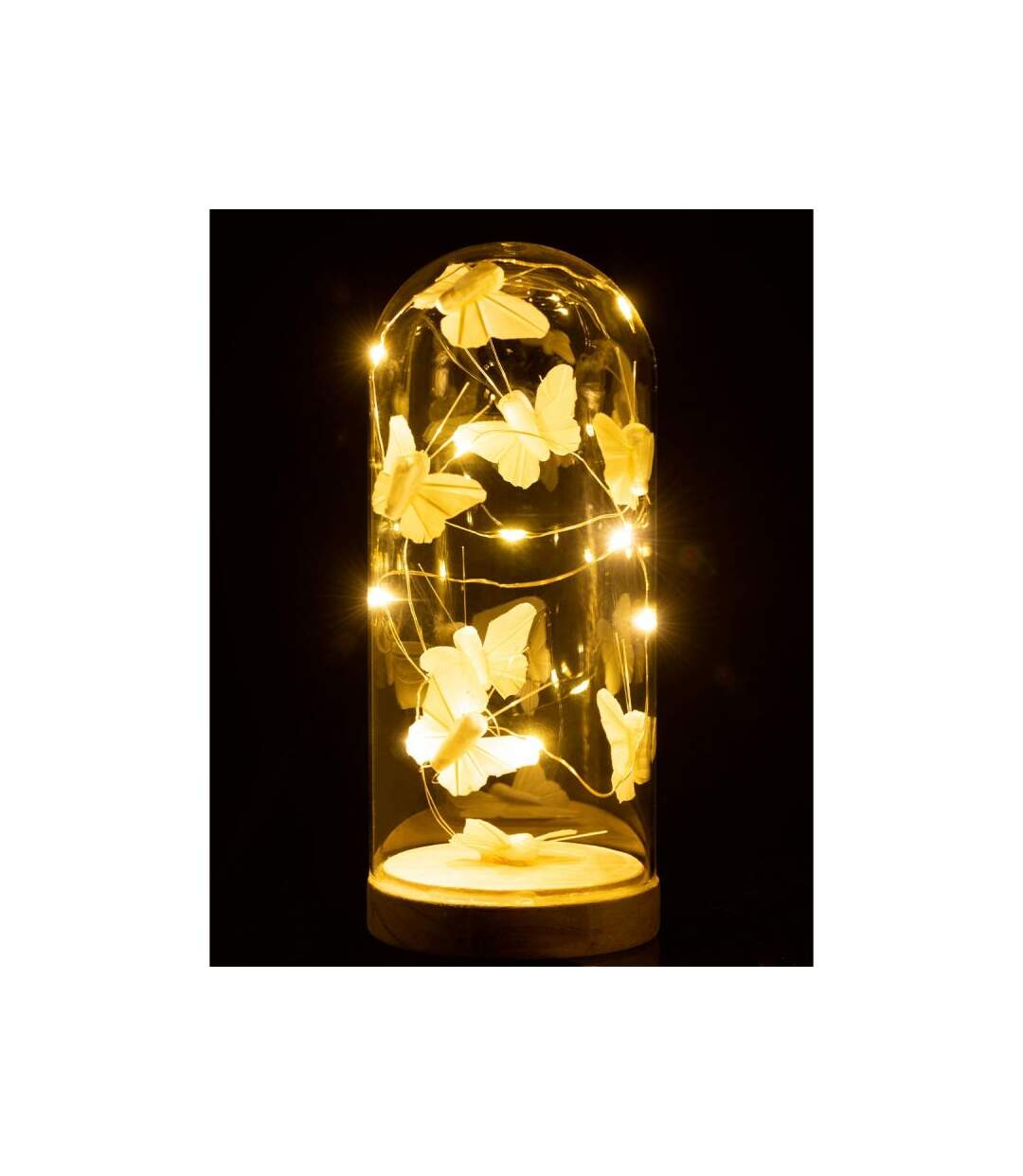 Paris Prix - Cloche Déco Led papillons 22cm Blanc & Naturel
