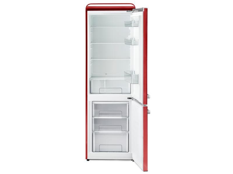 Trisa Kühl-Gefrierkombination Frescolino Classic 300 Rot Grosser Kühlschrank mit Gefrierfach in Retro Design