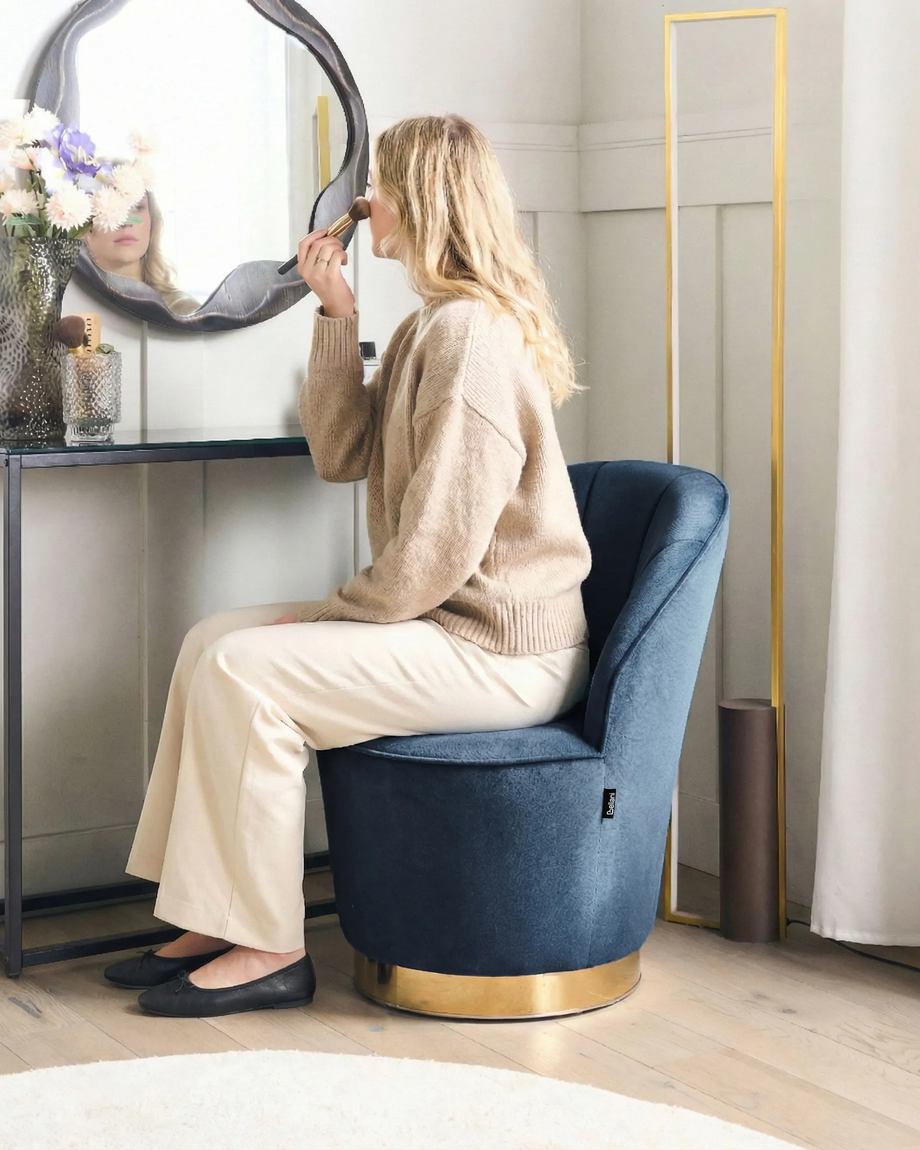 Fauteuil ALBY Fluweel Donkerblauw