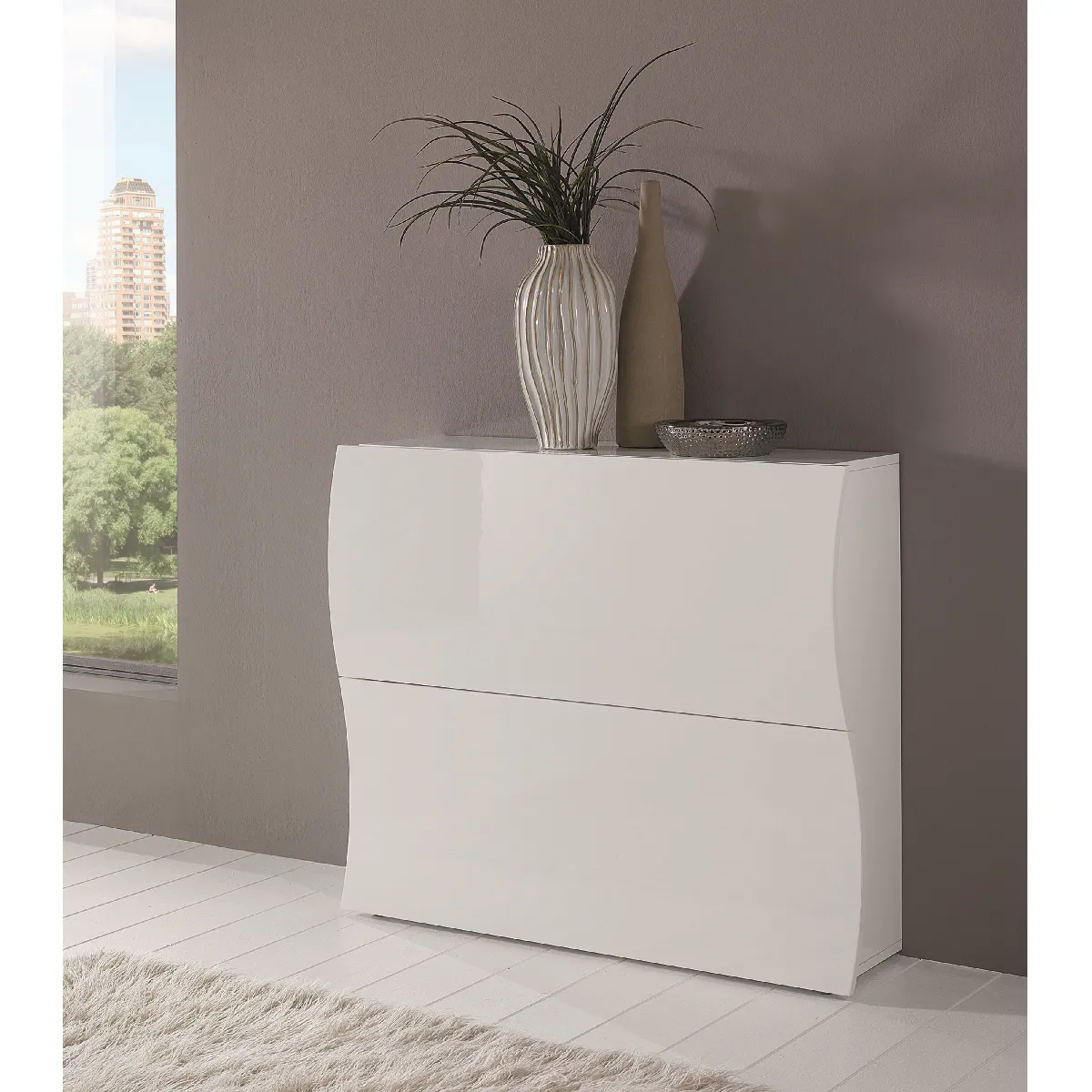 Alter Étagère à chaussures - Blanc brillant