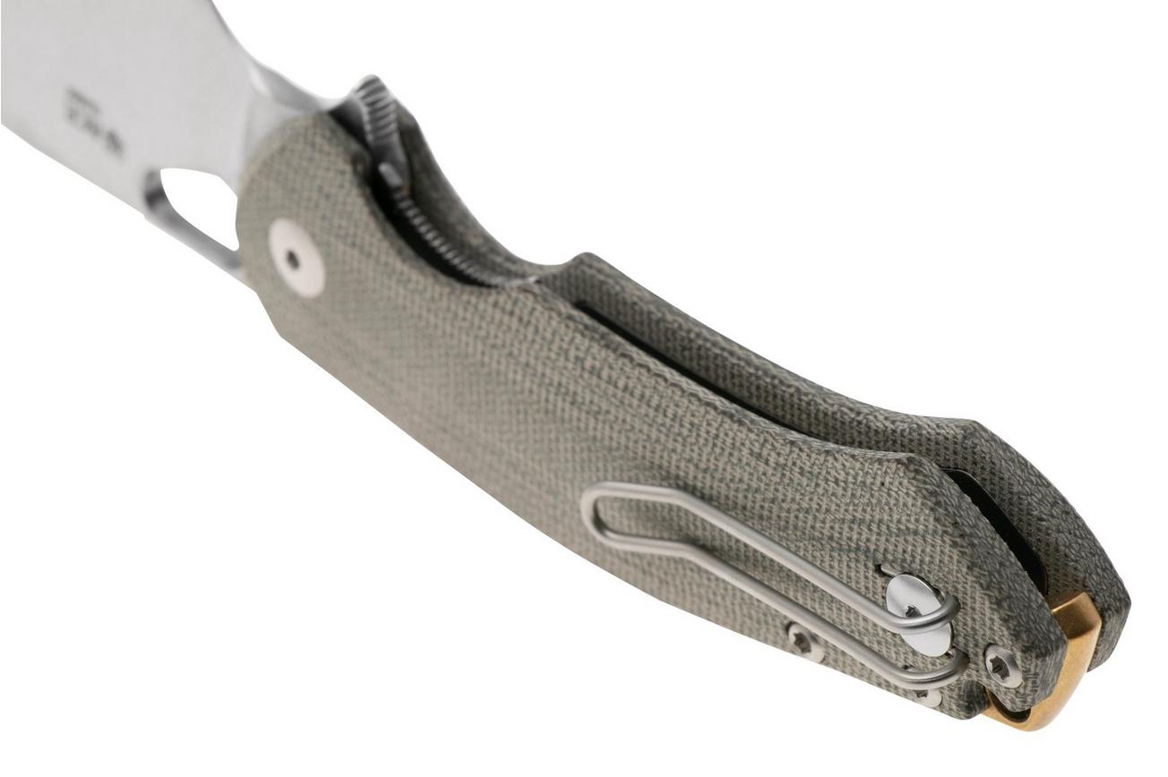 GiantMouse ACE Biblio XL Elmax, Green Canvas Micarta, zakmes, Ansø en Voxnaes design