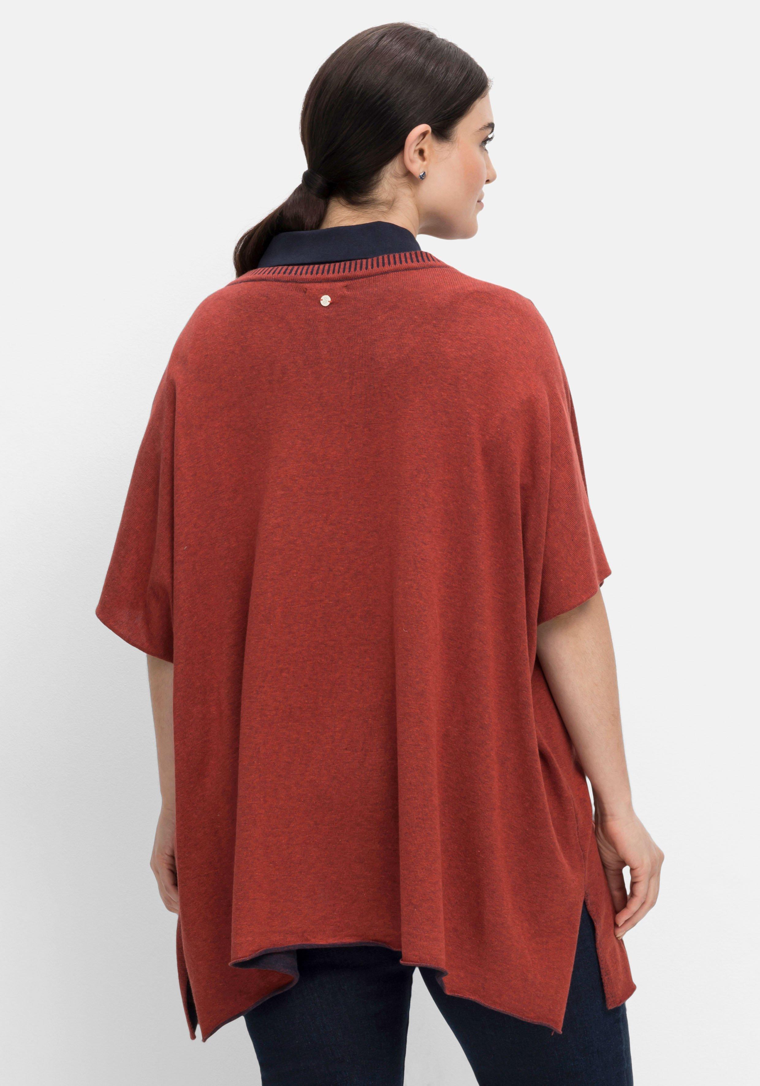 Kurzarmpullover mit V-Ausschnitt und Taschen