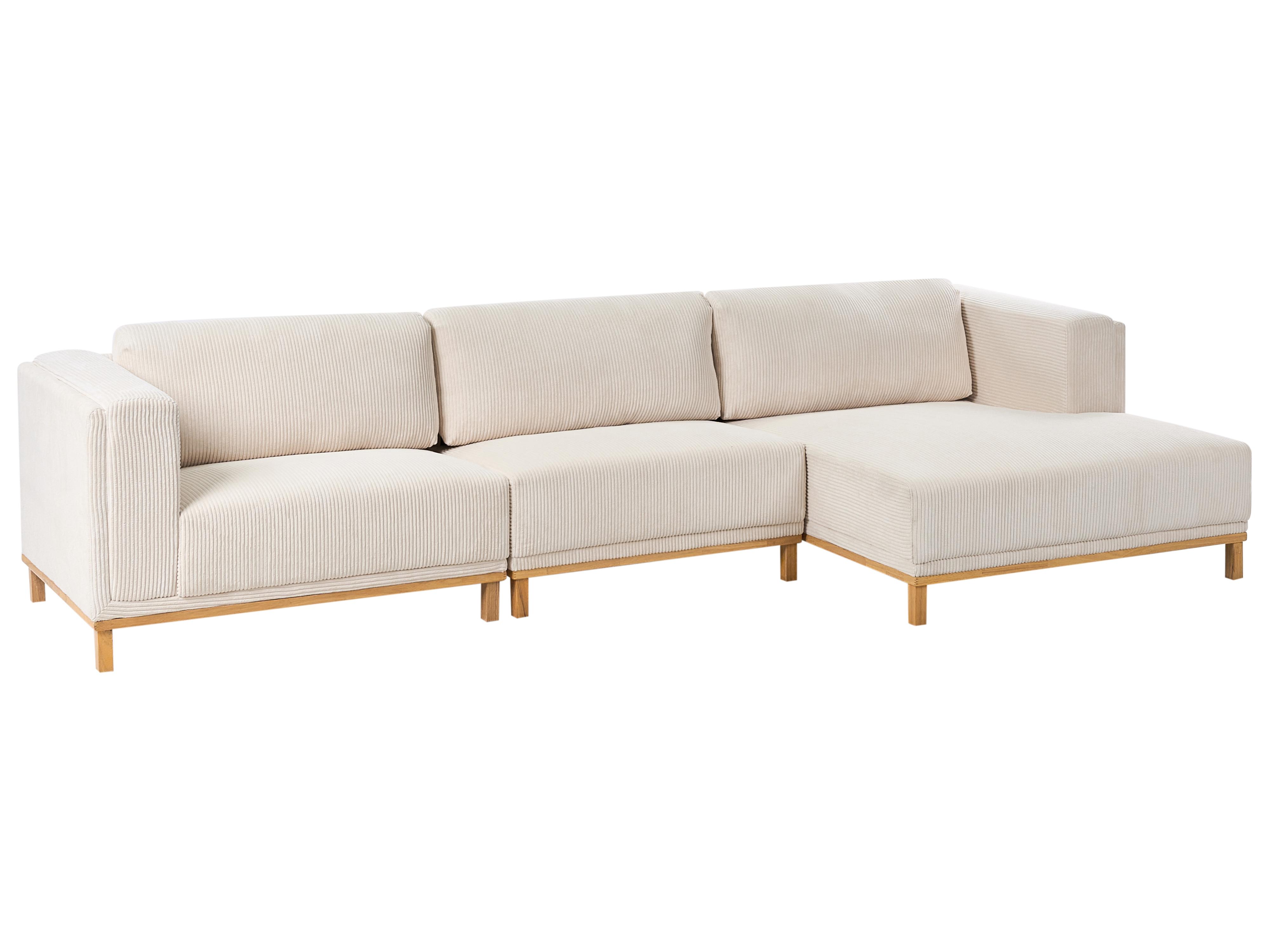 Hoekbank 5-zits VENG Corduroy Lichtbeige linkszijdig