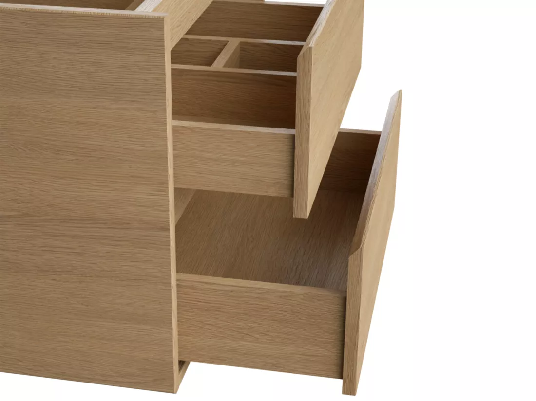 Meuble sous vasque suspendu - Placage chêne - 60 cm - MILIPAM