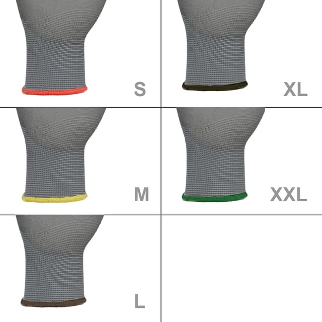 ECD 12 Germany pair PU-arbejde handsker, størrelse 7-S, Gray, mekaniker handsker