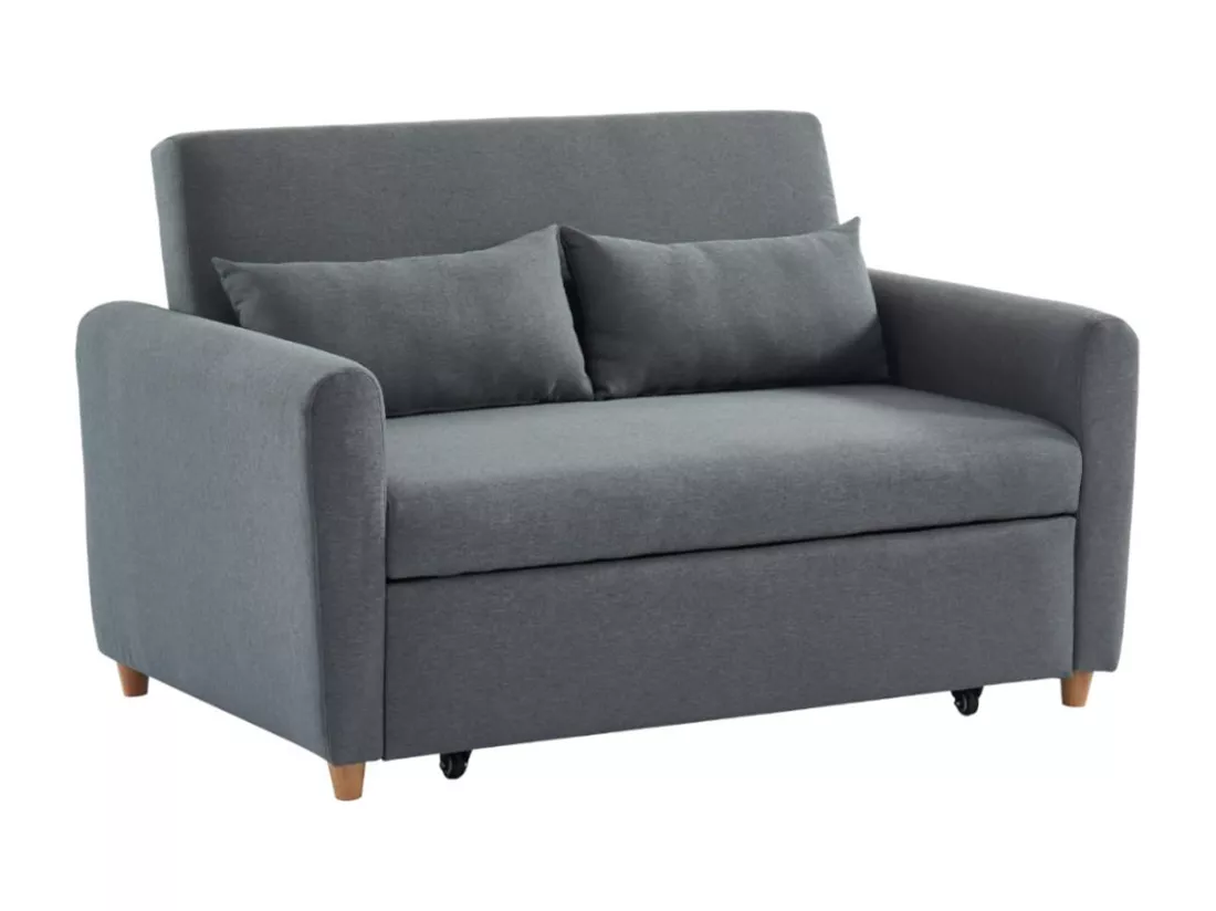 Canapé 2 places convertible en tissu gris AYLA